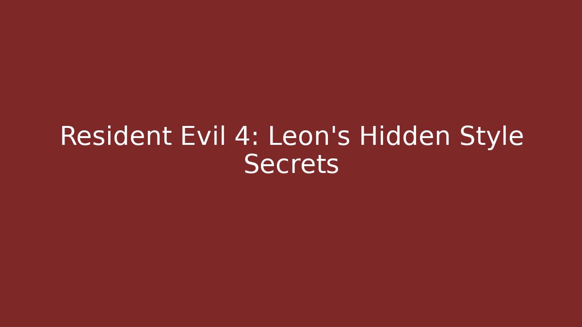 Resident Evil 4: Leon's Hidden Style Secrets - Create More Assets