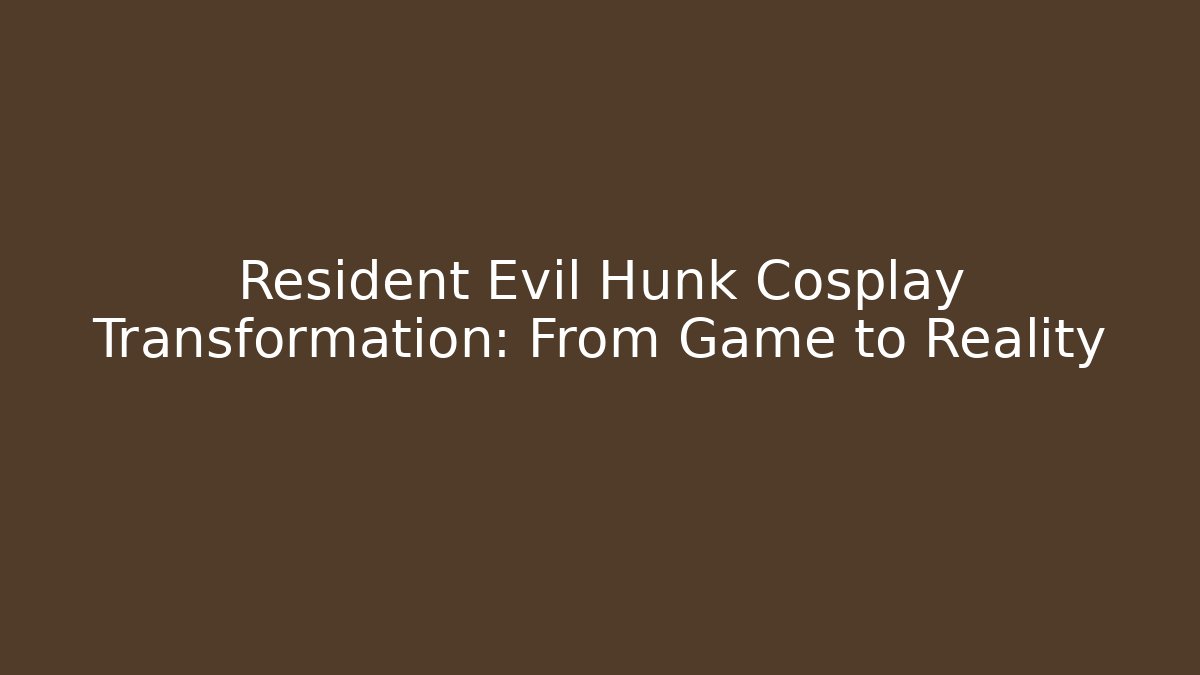 Resident Evil Hunk Cosplay Transformation: From Game to Reality