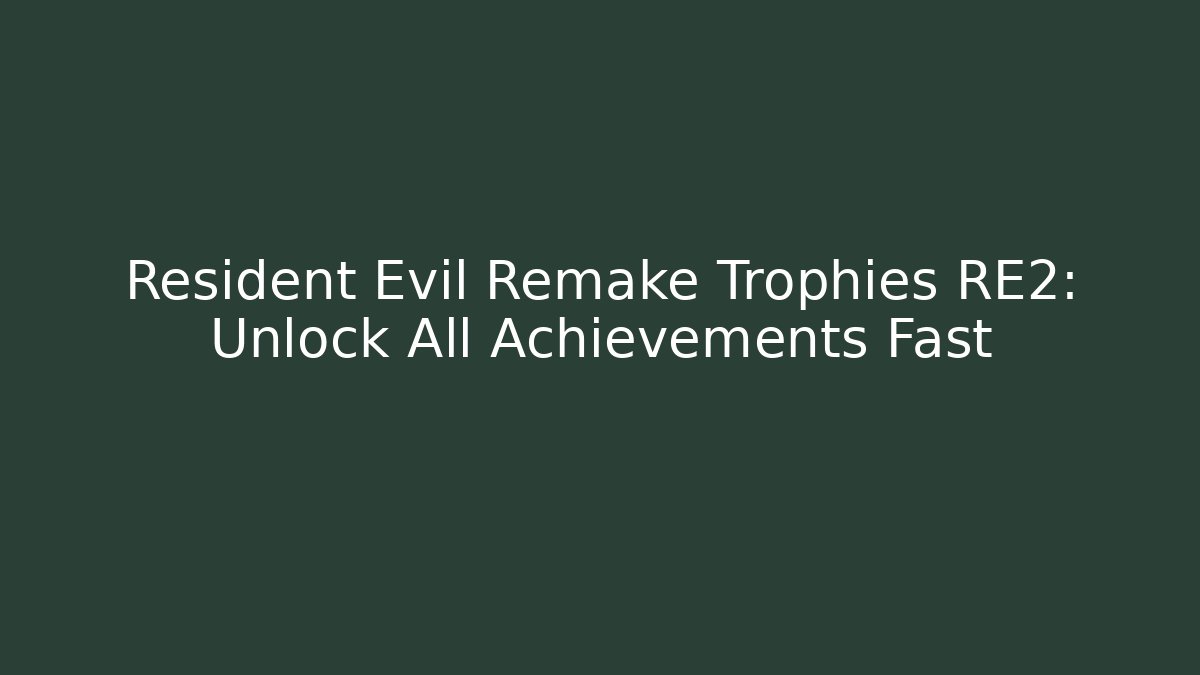 Resident Evil Remake Trophies RE2: Unlock All Achievements Fast