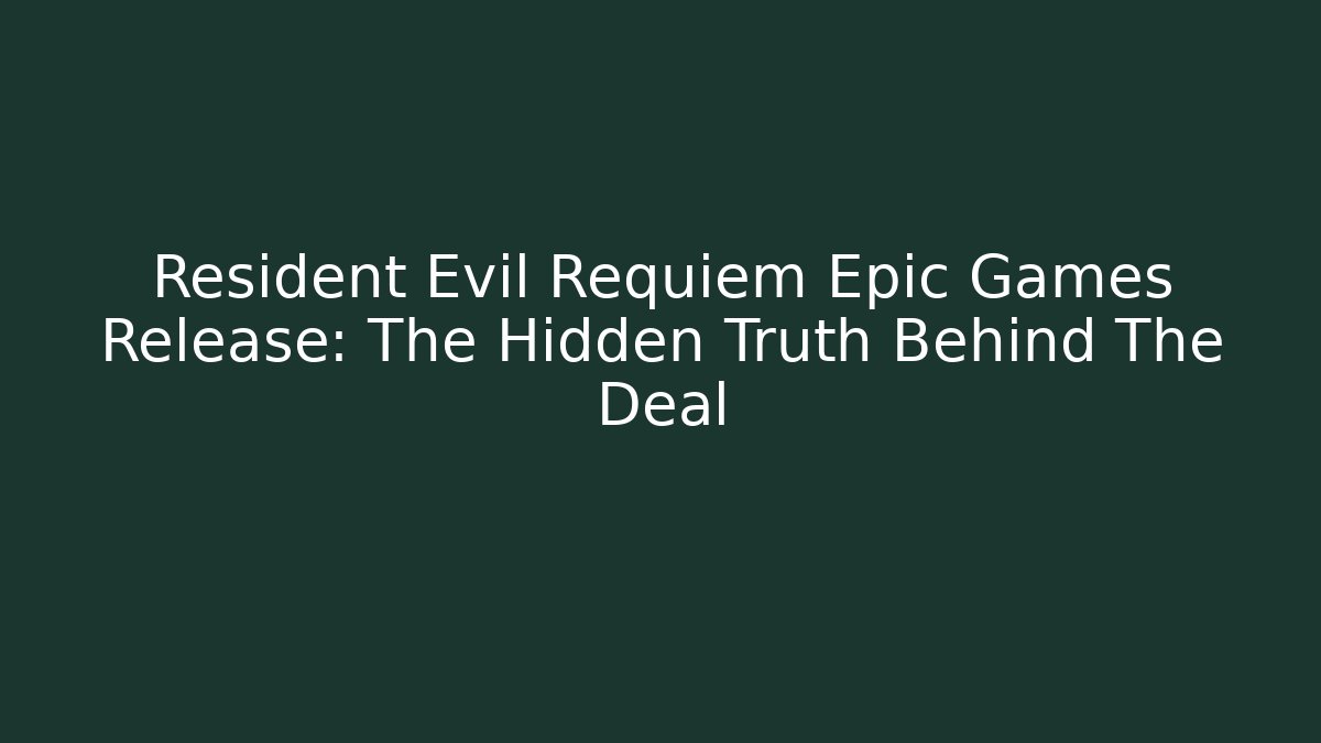 Resident Evil Requiem Epic Games Release: The Hidden Truth Behind The Deal