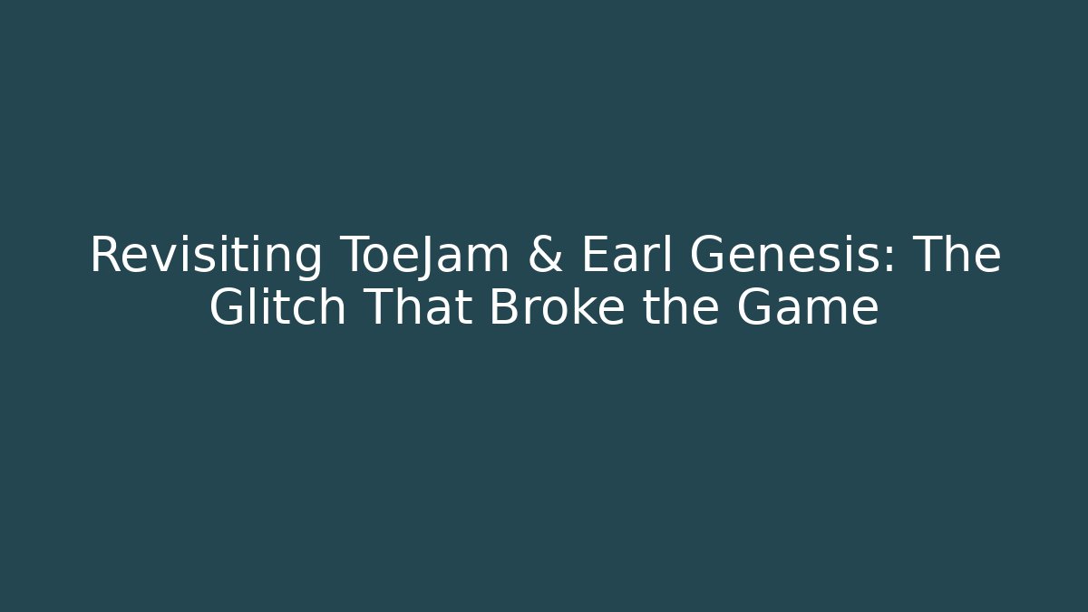 Revisiting ToeJam & Earl Genesis: The Glitch That Broke the Game