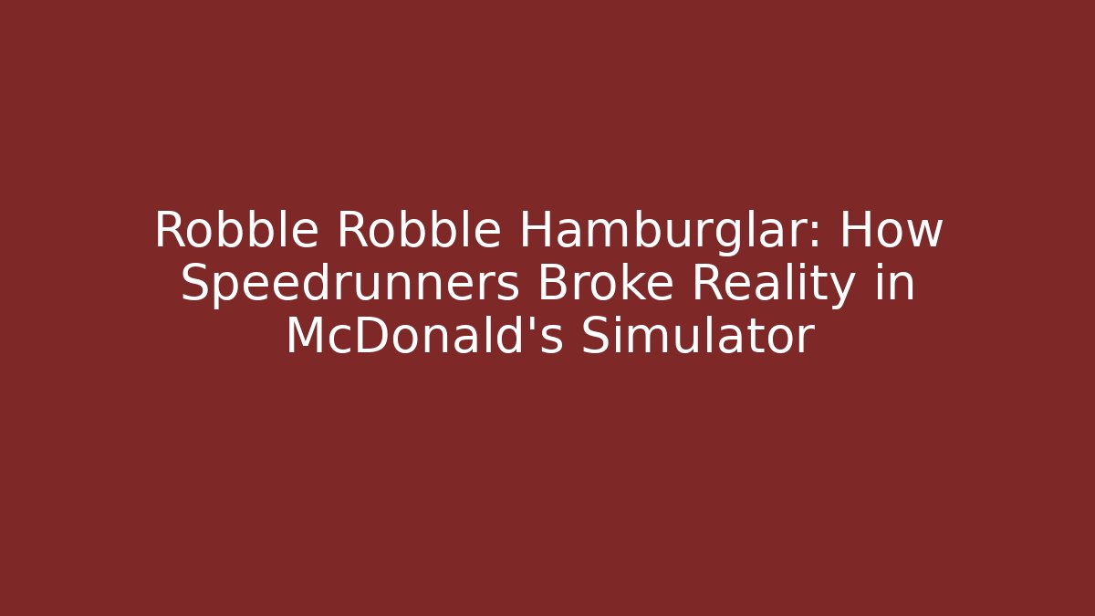 Robble Robble Hamburglar: How Speedrunners Broke Reality in McDonald's Simulator