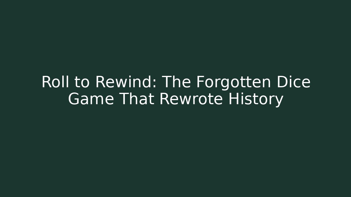 Roll to Rewind: The Forgotten Dice Game That Rewrote History