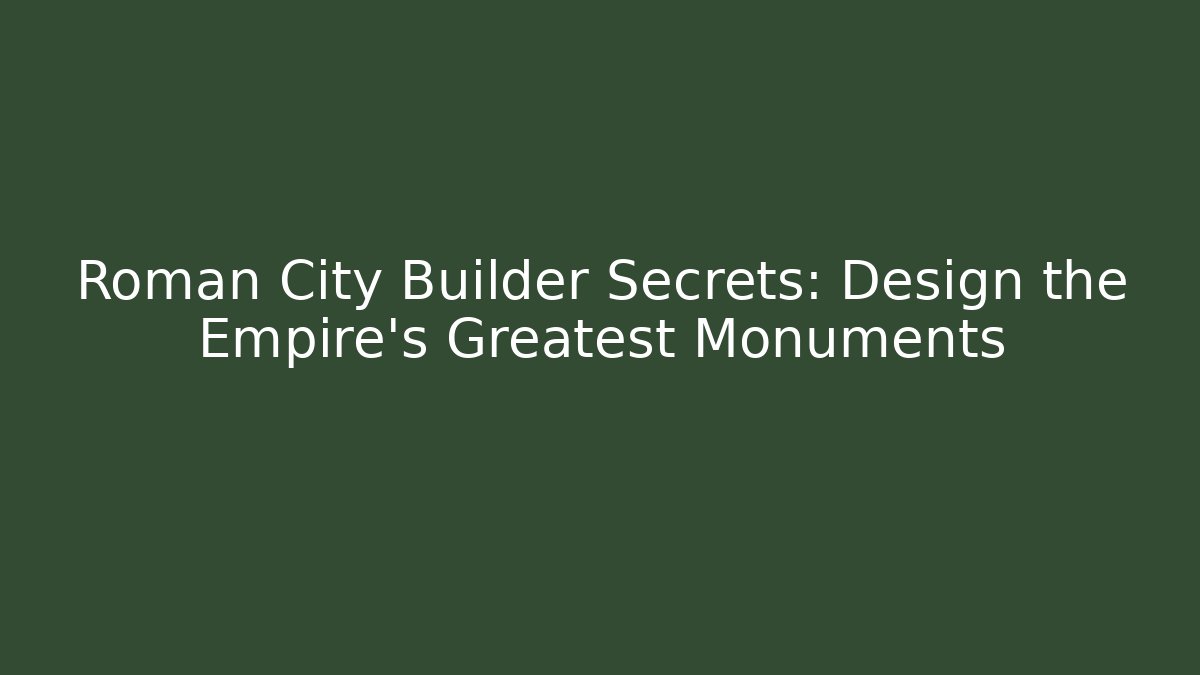 Roman City Builder Secrets: Design the Empire’s Greatest Monuments
