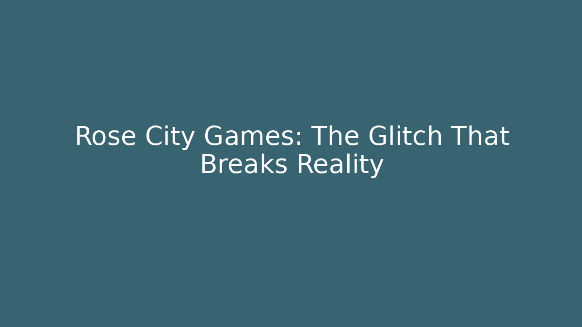 Rose City Games: The Glitch That Breaks Reality - Create More Assets