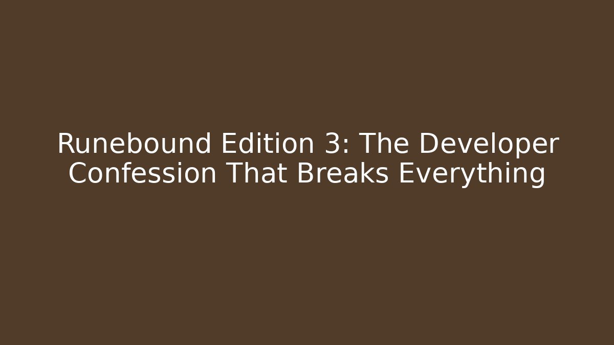 Runebound Edition 3: The Developer Confession That Breaks Everything