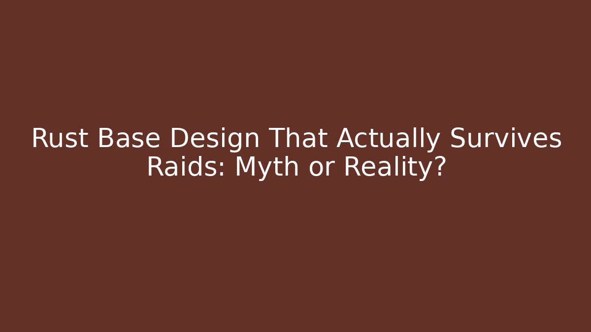 Rust Base Design That Actually Survives Raids: Myth or Reality?