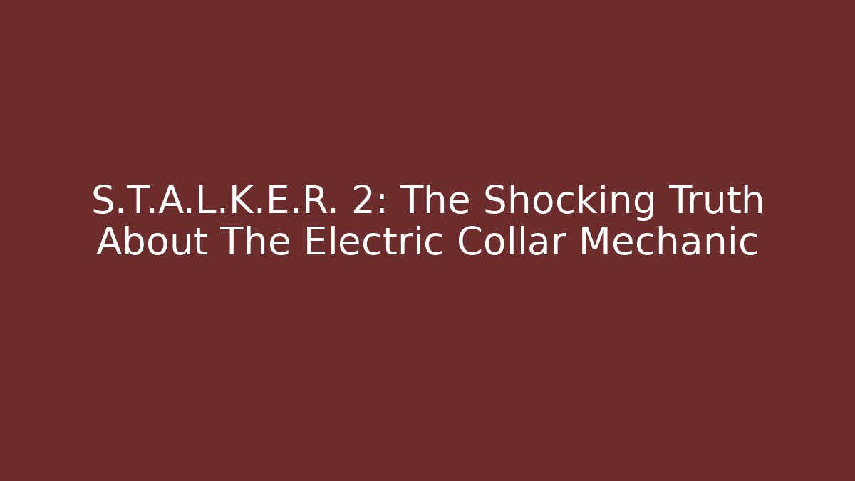 S.T.A.L.K.E.R. 2: The Shocking Truth About The Electric Collar Mechanic