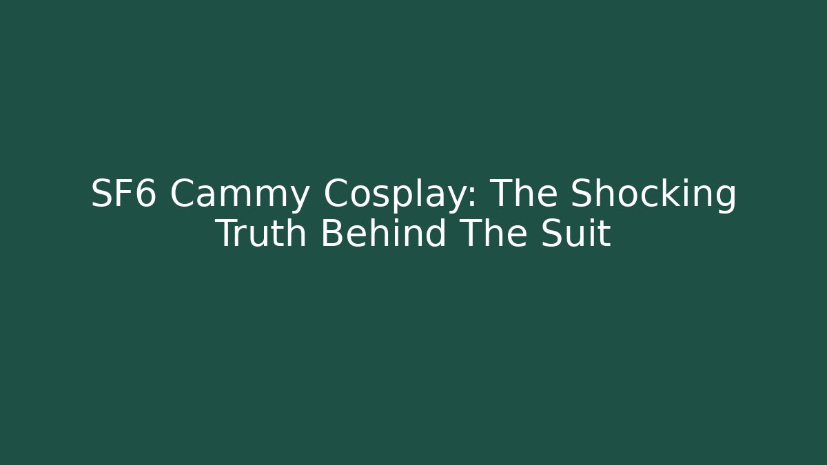 SF6 Cammy Cosplay: The Shocking Truth Behind The Suit