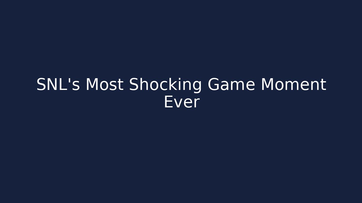 SNL's Most Shocking Game Moment Ever