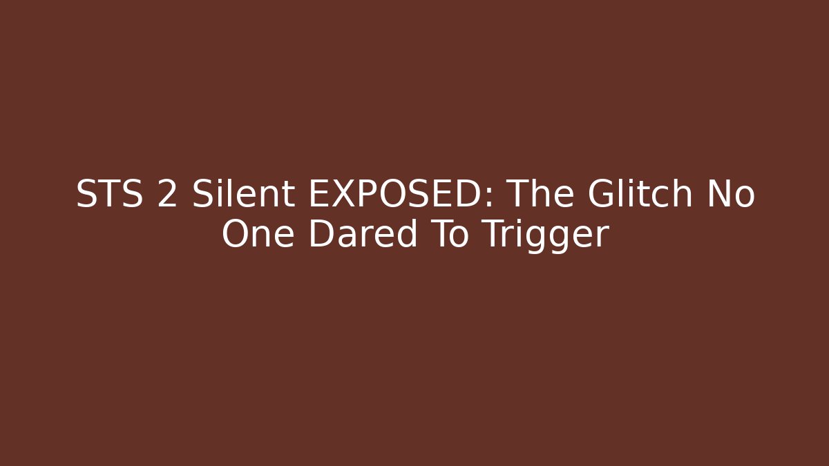 STS 2 Silent EXPOSED: The Glitch No One Dared To Trigger