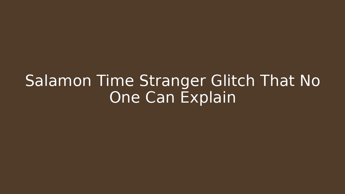 Salamon Time Stranger Glitch That No One Can Explain