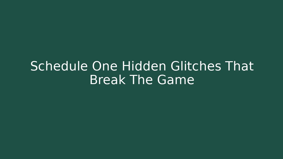 Schedule One Hidden Glitches That Break The Game