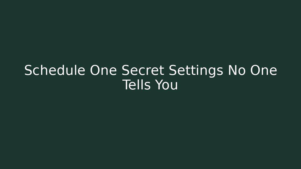 Schedule One Secret Settings No One Tells You