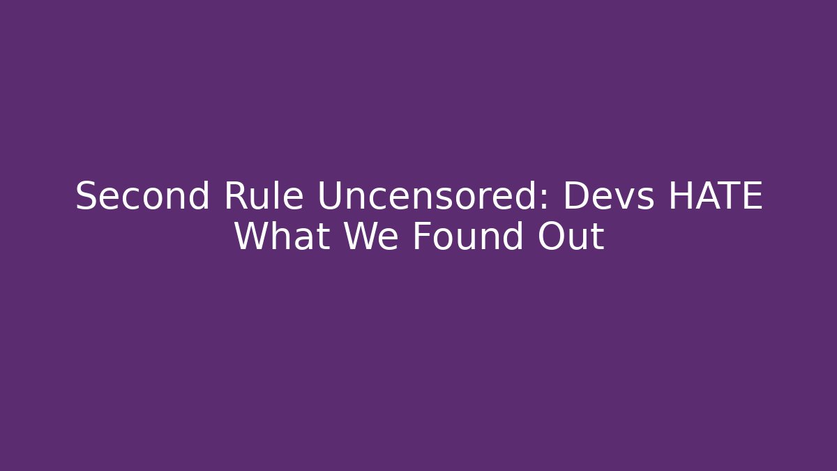 Second Rule Uncensored: Devs HATE What We Found Out - Create More Assets