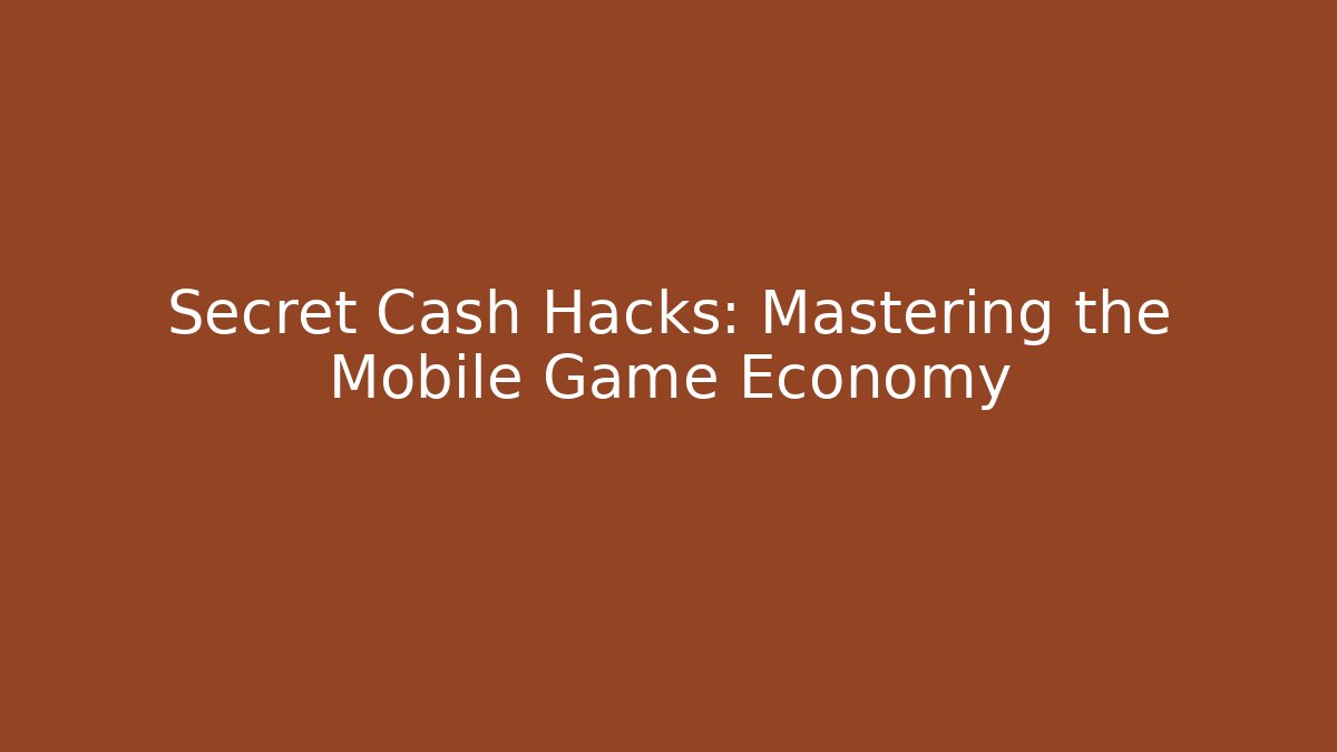 Secret Cash Hacks: Mastering the Mobile Game Economy