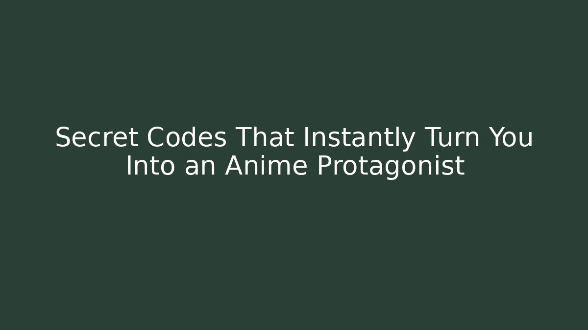 Secret Codes That Instantly Turn You Into an Anime Protagonist
