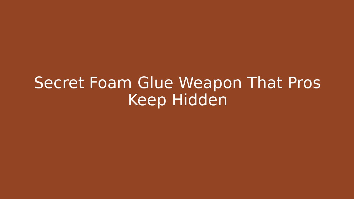Secret Foam Glue Weapon That Pros Keep Hidden
