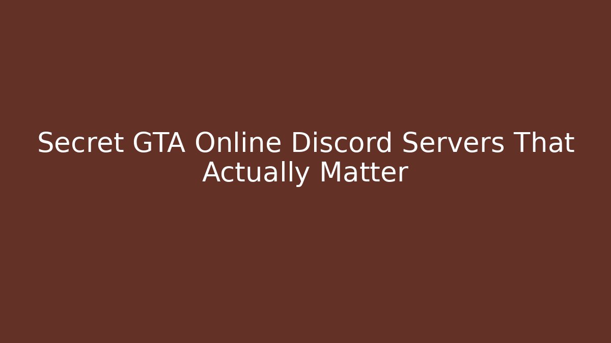 Secret GTA Online Discord Servers That Actually Matter