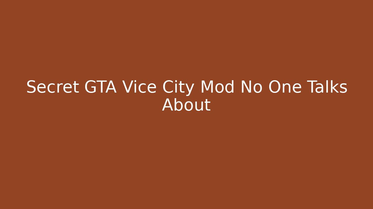 Secret GTA Vice City Mod No One Talks About