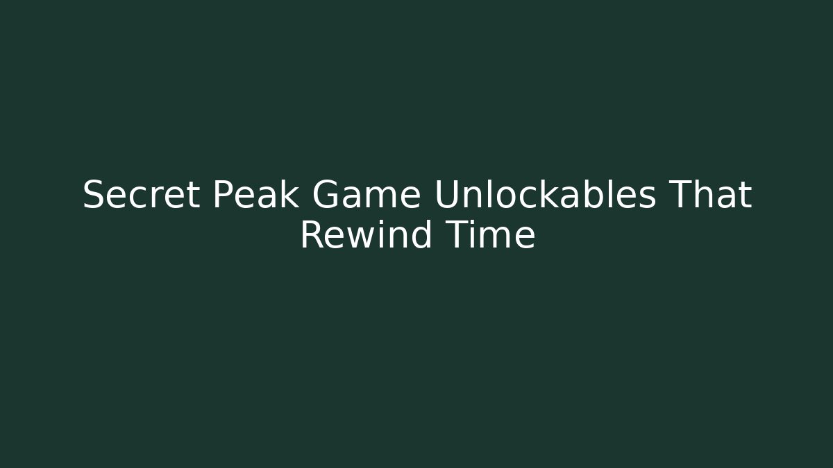 Secret Peak Game Unlockables That Rewind Time