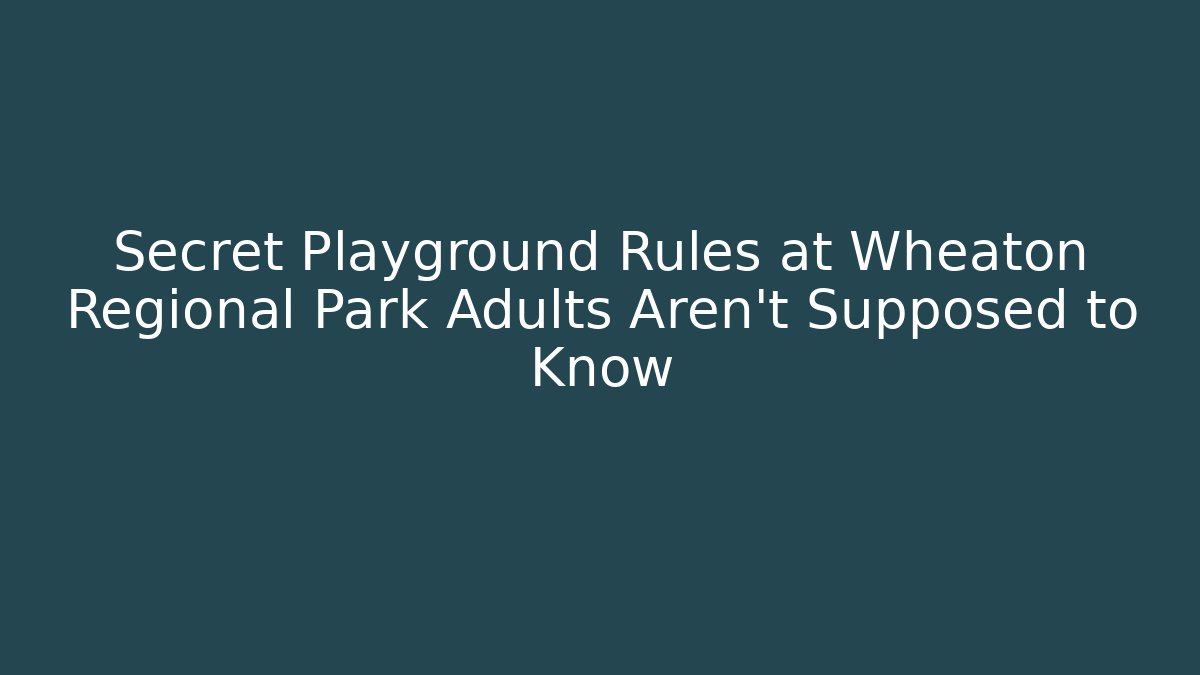 Secret Playground Rules at Wheaton Regional Park Adults Aren't Supposed to Know