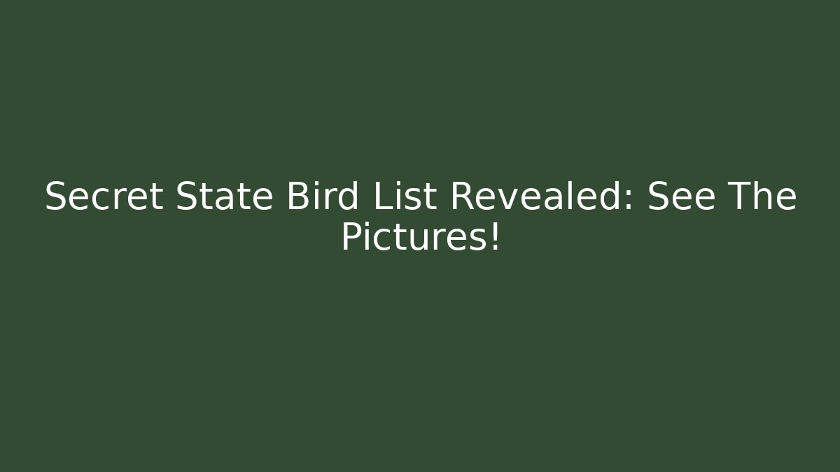 Secret State Bird List Revealed: See The Pictures!