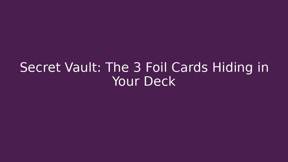 Secret Vault: The 3 Foil Cards Hiding in Your Deck