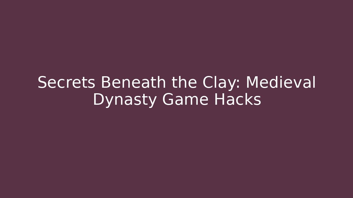 Secrets Beneath the Clay: Medieval Dynasty Game Hacks - Create More Assets