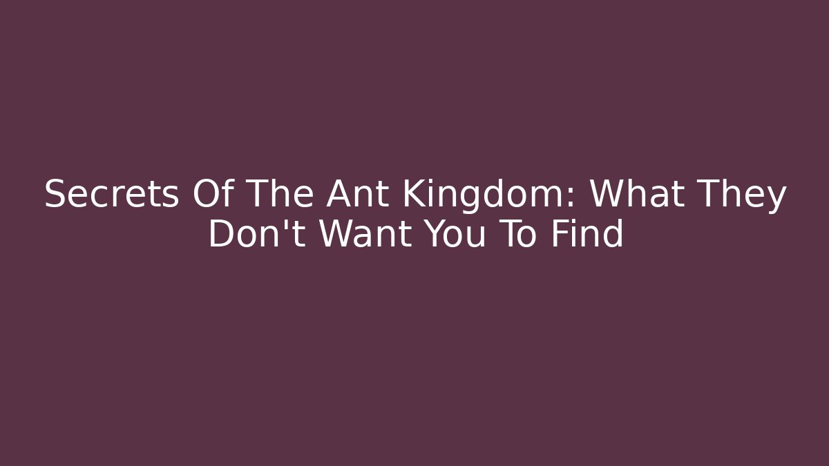 Secrets Of The Ant Kingdom: What They Don't Want You To Find