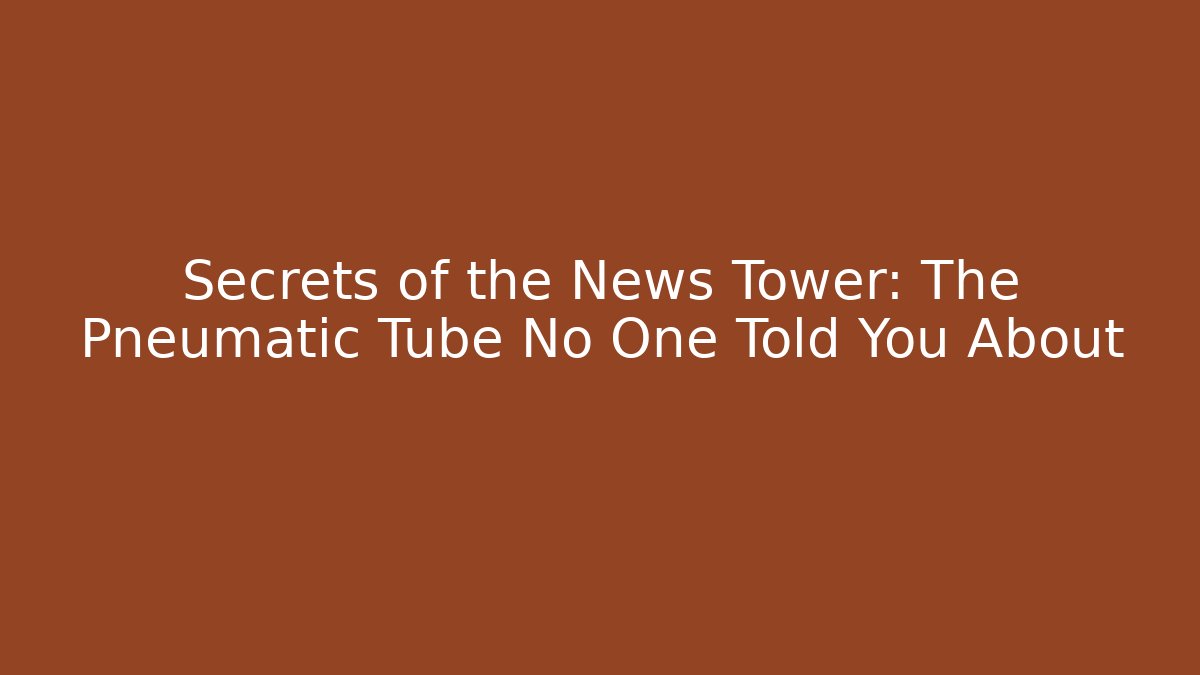 Secrets of the News Tower: The Pneumatic Tube No One Told You About