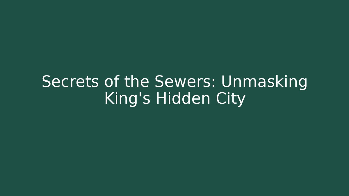 Secrets of the Sewers: Unmasking King’s Hidden City