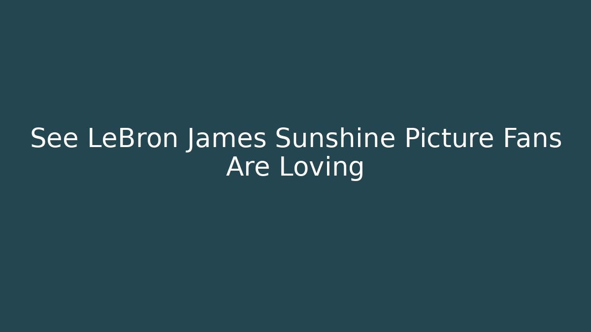 See LeBron James Sunshine Picture Fans Are Loving