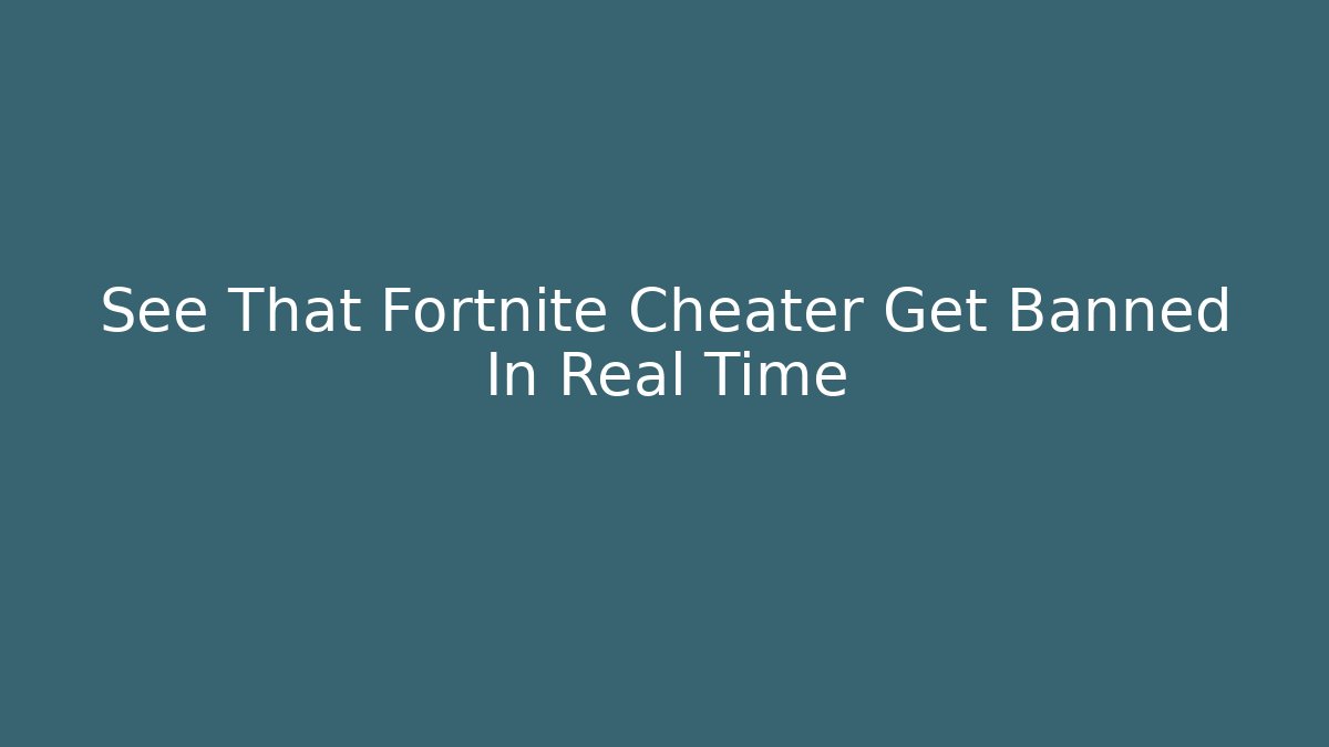 See That Fortnite Cheater Get Banned In Real Time