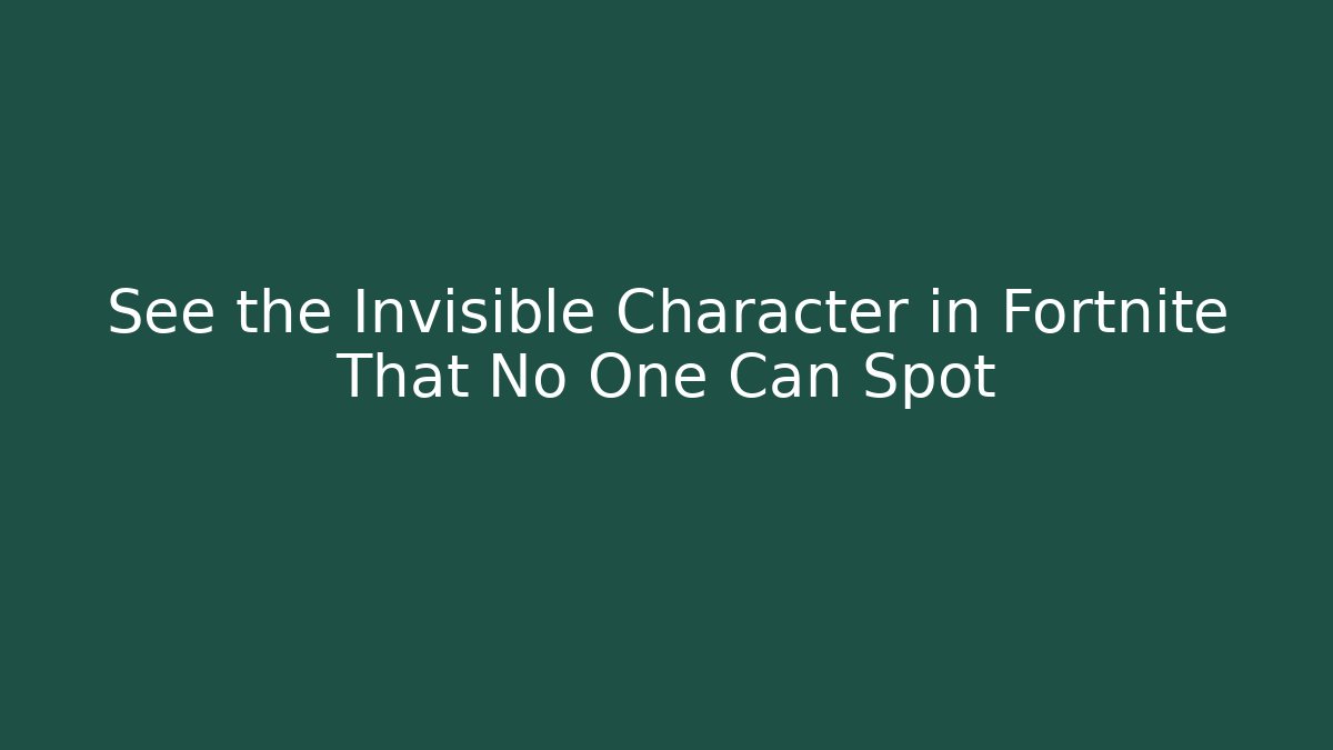See the Invisible Character in Fortnite That No One Can Spot
