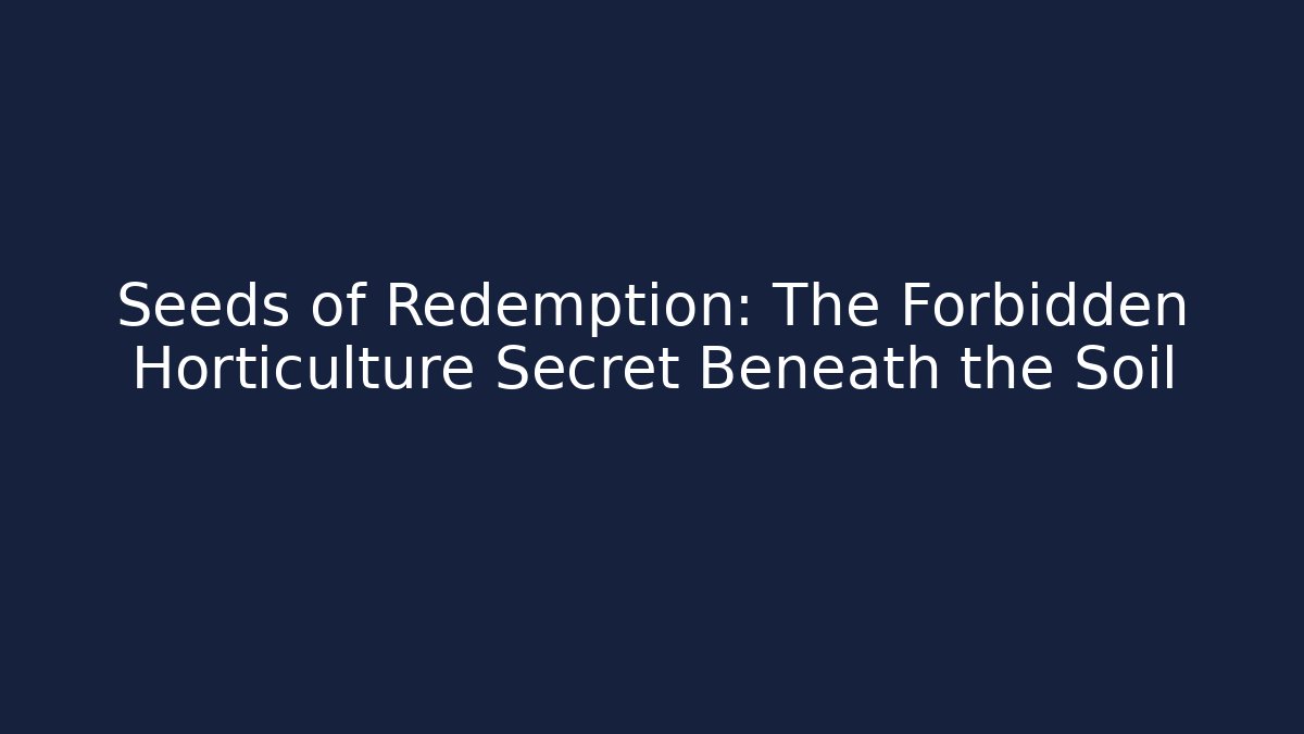 Seeds of Redemption: The Forbidden Horticulture Secret Beneath the Soil