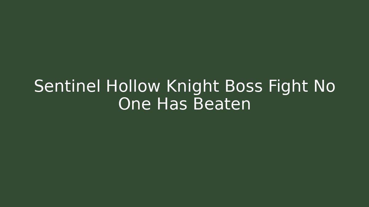 Sentinel Hollow Knight Boss Fight No One Has Beaten