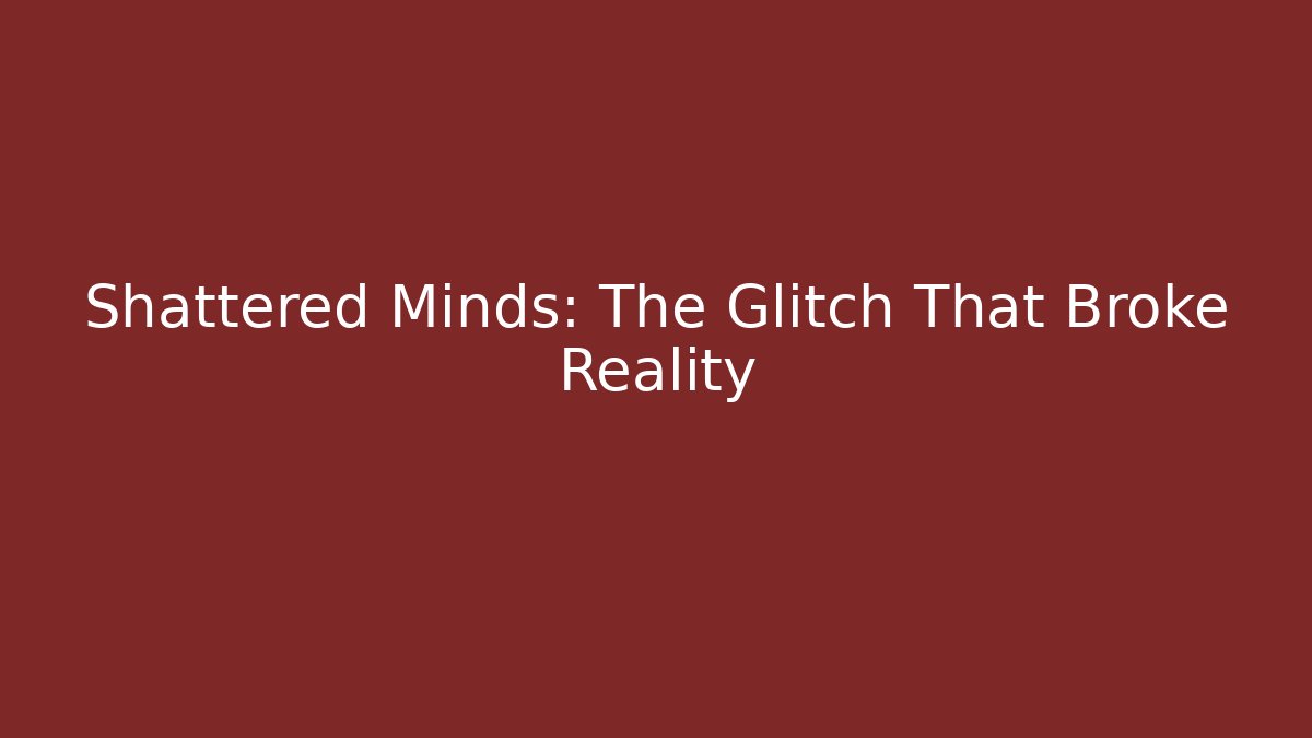 Shattered Minds: The Glitch That Broke Reality - Create More Assets