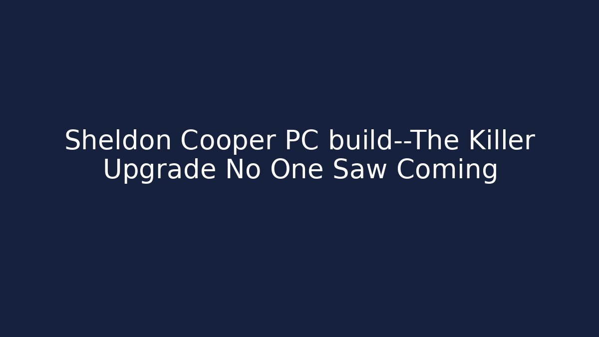 Sheldon Cooper PC build—The Killer Upgrade No One Saw Coming