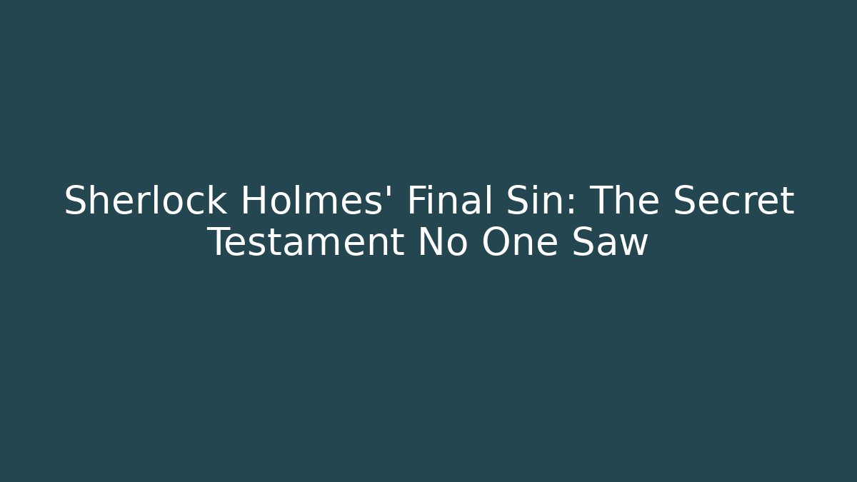Sherlock Holmes' Final Sin: The Secret Testament No One Saw