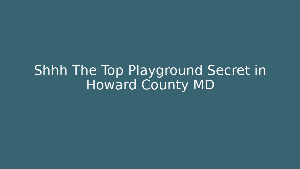 Shhh The Top Playground Secret in Howard County MD