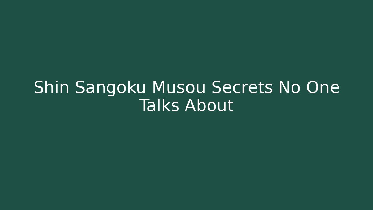 Shin Sangoku Musou Secrets No One Talks About