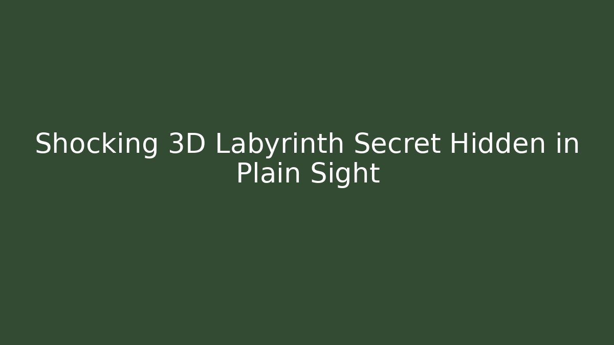 Shocking 3D Labyrinth Secret Hidden in Plain Sight - Create More Assets
