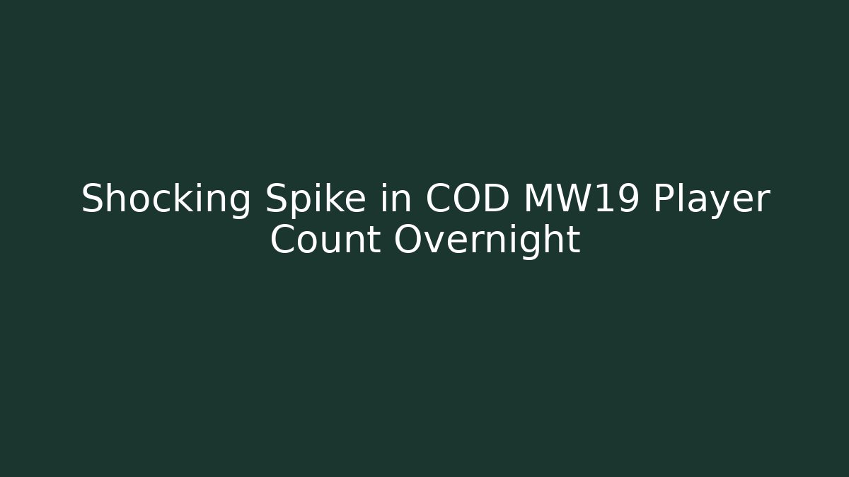 Shocking Spike in COD MW19 Player Count Overnight