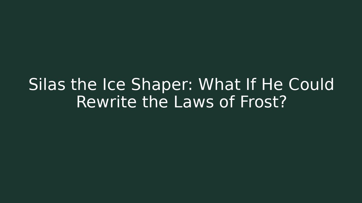 Silas the Ice Shaper: What If He Could Rewrite the Laws of Frost?