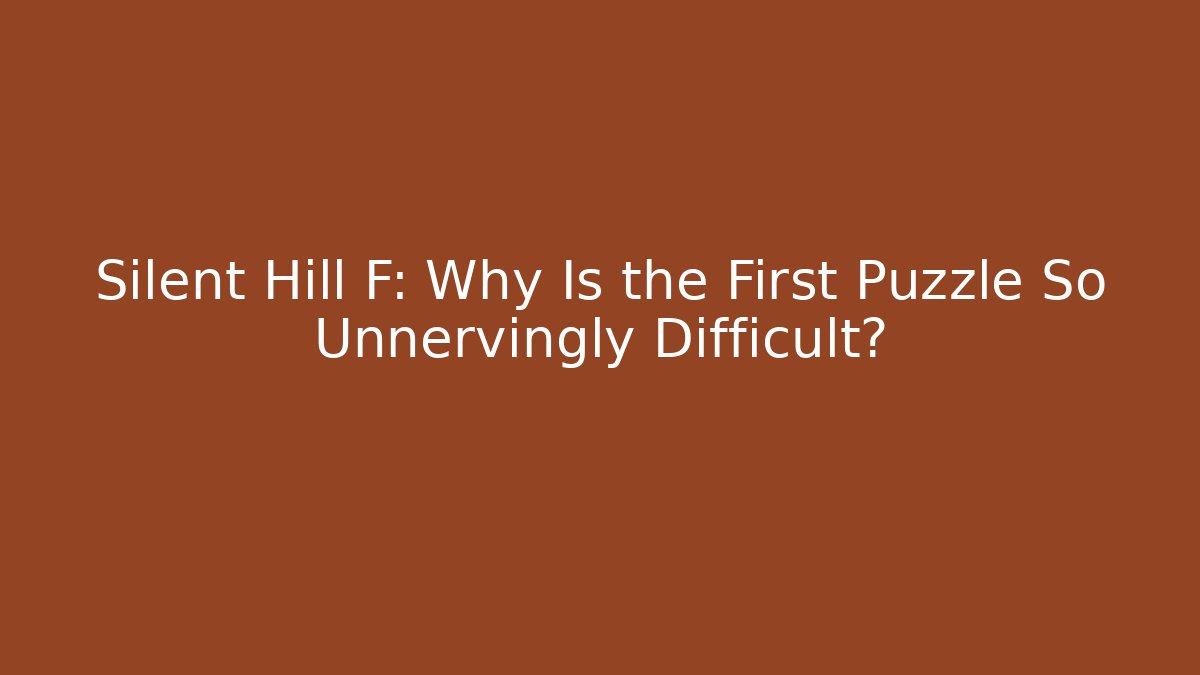 Silent Hill F: Why Is the First Puzzle So Unnervingly Difficult?