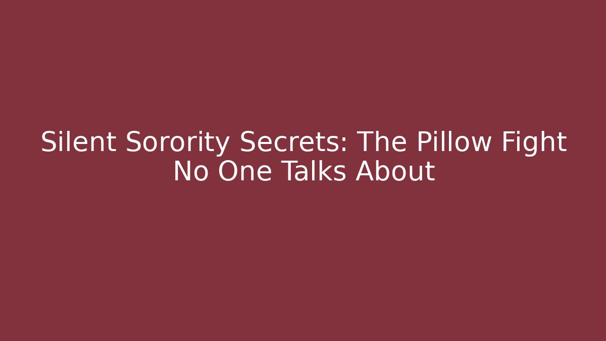 Silent Sorority Secrets: The Pillow Fight No One Talks About