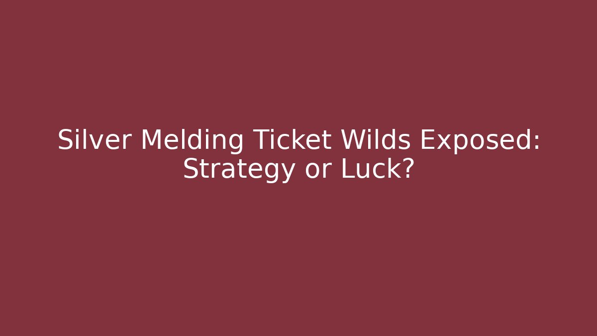 Silver Melding Ticket Wilds Exposed: Strategy or Luck? - Create More Assets