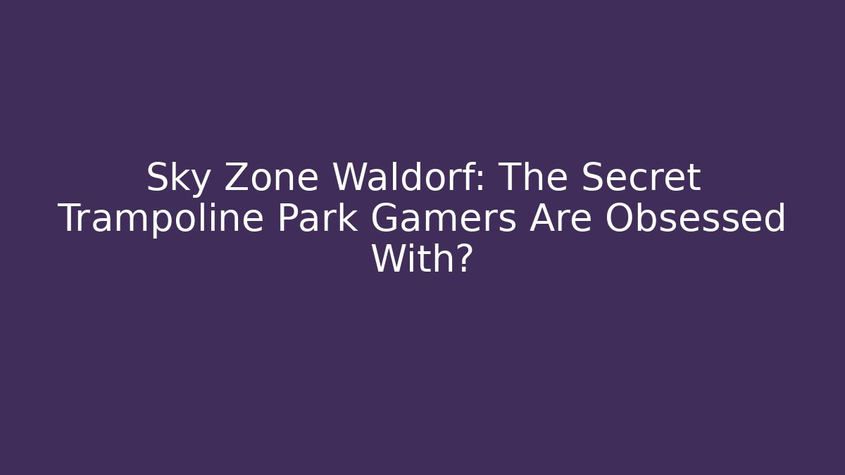 Sky Zone Waldorf: The Secret Trampoline Park Gamers Are Obsessed With?