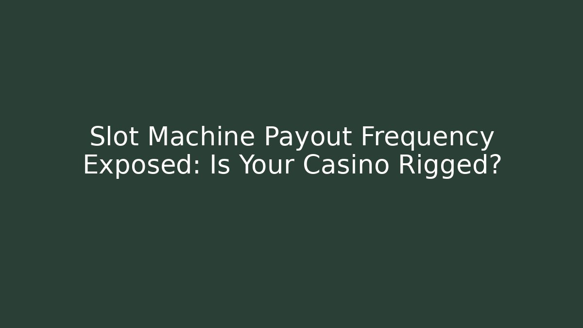Slot Machine Payout Frequency Exposed: Is Your Casino Rigged?